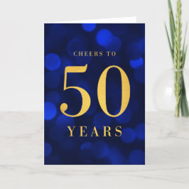 Blue Bokeh Gold jubelt auf 50 Jahre Geburtstag Karte
