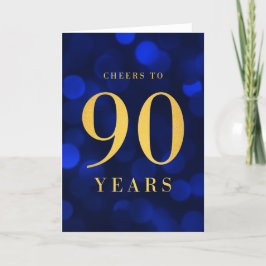 Blue Bokeh Gold jubelt auf 90 Jahre Geburtstag Karte