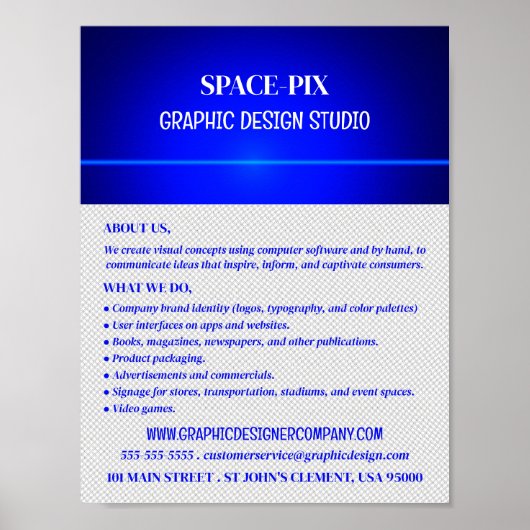 Blue Bokeh Guilloché Design, Grafikdesigner Poster (Vorne)