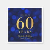 Blue Bokeh Imitate Gold jubelt auf 60 Jahre Geburt Serviette (Vorderseite)