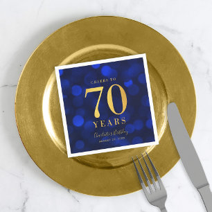 Blue Bokeh Imitate Gold jubelt auf 70 Jahre Geburt Serviette