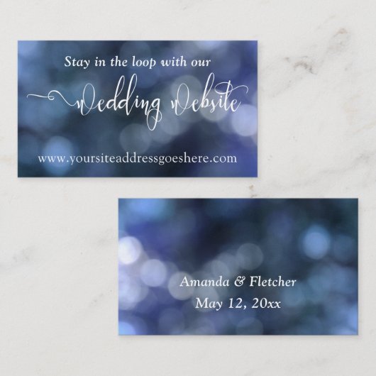 Blue Bokeh Light 32 Wedding Website-Adresse Begleitkarte (Vorne/Hinten)