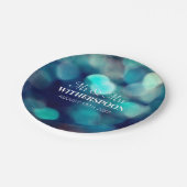 Blue Bokeh Light-Effekt-Papier Hochzeitsfeier Tell Pappteller (Schrägansicht)