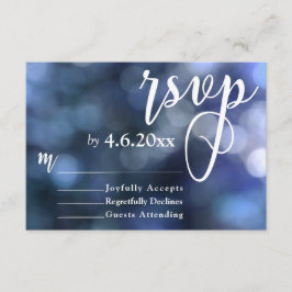 Blue Bokeh Light & Typografie 32 Wedding RSVP Karte