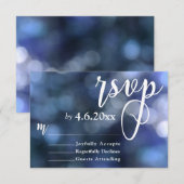 Blue Bokeh Light & Typografie 32 Wedding RSVP Karte (Vorne/Hinten)
