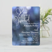 Blue Bokeh Light & Typography 32 Wedding 1 Einladung (Stehend Vorderseite)