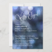 Blue Bokeh Light & "We Eloped" Typografie Einladung (Vorderseite)
