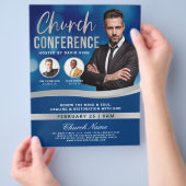 Blue Bokeh Men's Church Conference Service Flyer (Hand)
