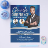 Blue Bokeh Men's Church Conference Service Flyer (Einzeln)