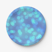 Blue Bokeh Party CakePaper Teller (Vorderseite)