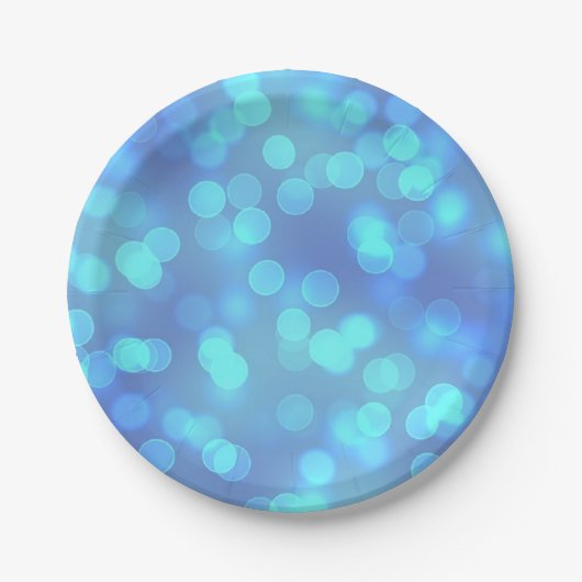 Blue Bokeh Party CakePaper Teller (Vorderseite)