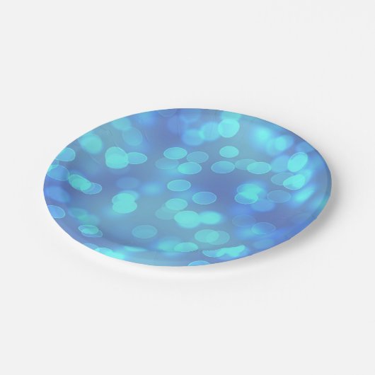 Blue Bokeh Party CakePaper Teller (Schrägansicht)