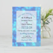 Blue Bokeh Wedding Einladungen (Stehend Vorderseite)