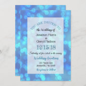 Blue Bokeh Wedding Einladungen (Vorne/Hinten)