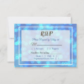 Blue Bokeh Wedding RSVP Karte (Vorderseite)