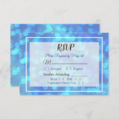 Blue Bokeh Wedding RSVP Karte (Vorne/Hinten)