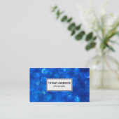 Blue Bokeh White Panel Visitenkarte (Stehend Vorderseite)