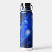 Blue Bokehs Glitzern Festive Trinkflasche (Rückseite)