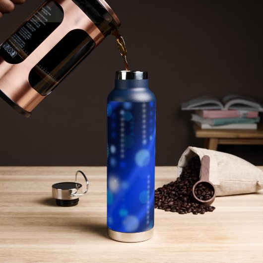 Blue Bokehs Glitzern Festive Trinkflasche (Kaffee)