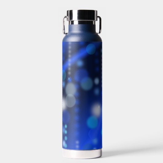 Blue Bokehs Glitzern Festive Trinkflasche (Vorne)
