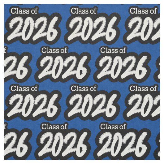 Blue Bold Brush Class of 2026 Stoff (Muster)