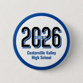 Blue Bold Shadowed Numbers Class of 2026 Button (Vorderseite)