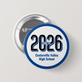 Blue Bold Shadowed Numbers Class of 2026 Button (Vorne & Hinten)