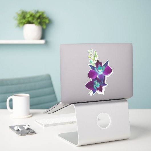 Blue Bom Dendrobium Orchid Blume Kiss-cut Sticker (Laptop auf Schreibtisch)