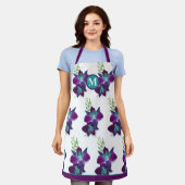 Blue Bom Dendrobium Orchid Blume Monogramm Schürze (Getragen)