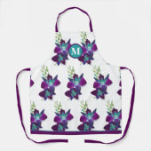 Blue Bom Dendrobium Orchid Blume Monogramm Schürze (Vorderseite)