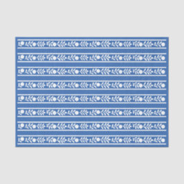 Blue Bone Inlay Floral Border Decoupage Paper Seidenpapier