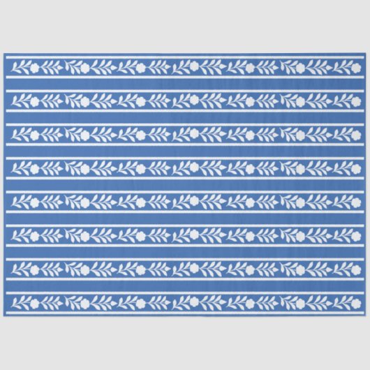 Blue Bone Inlay Floral Border Decoupage Paper Seidenpapier (Vorderseite)