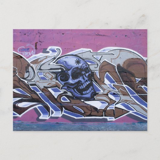 Blue Bonehead Graffiti Postkarte (Vorderseite)