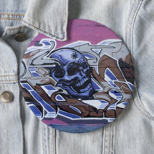 Blue Bonehead Skull Graffiti Button (Beispiel)