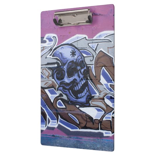Blue Bonehead Skull Graffiti Klemmbrett (Links)