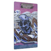 Blue Bonehead Skull Graffiti Klemmbrett (Rechts)