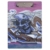 Blue Bonehead Skull Graffiti Klemmbrett (Vorderseite)