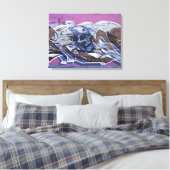 Blue Bonehead Skull Graffiti Leinwanddruck (Insitu (Schlafzimmer))