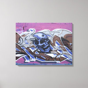 Blue Bonehead Skull Graffiti Leinwanddruck