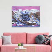 Blue Bonehead Skull Graffiti Leinwanddruck (Insitu (Wohnzimmer))