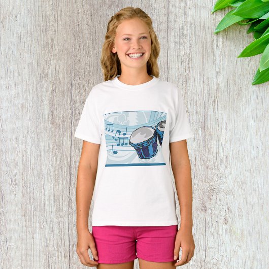 Blue Bongo Drum Girls T-Shirt
