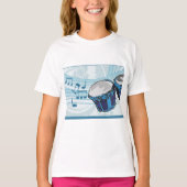 Blue Bongo Drum Girls T-Shirt (Vorderseite)