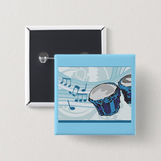 Blue Bongo Drum Music Button (Vorne & Hinten)