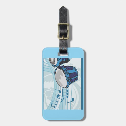 Blue Bongo Drum Music Gepäckanhänger (Vorderseite vertikal)