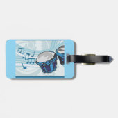 Blue Bongo Drum Music Gepäckanhänger (Rückseite horizontal)