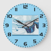 Blue Bongo Drum Music Große Wanduhr (Vorderseite)