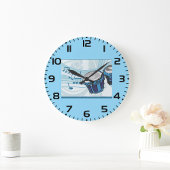 Blue Bongo Drum Music Große Wanduhr