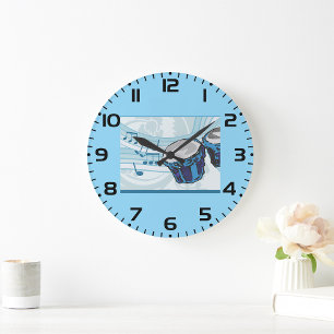 Blue Bongo Drum Music Große Wanduhr