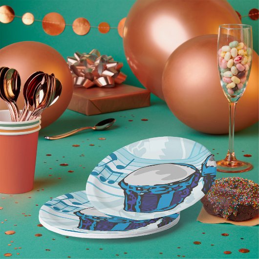 Blue Bongo Drum Music Pappteller