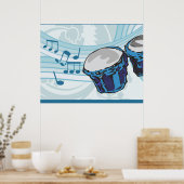 Blue Bongo Drum Music Poster (Küche)